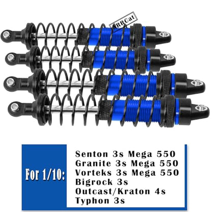 4PCS Front Rear Full Alloy Shocks RC Upgrades Parts for 1/10 Senton Granite Big Rock Vorteks 3s Blx 4X4 Mega 550,for 1/10 Kraton Outcast 4s,Navy Blue,Replace #AR330550 AR330551 - color: Navy Blue Shocks (Upgrades)