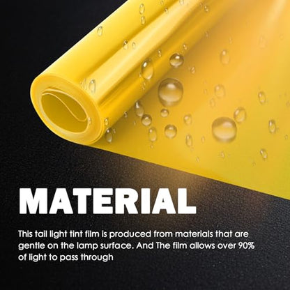 12×47" Car Headlight Tint Film,Self Adhesive Taillight Tint Film for Headlights/Fog Lights/Tail Lights,Waterproof Non-Marking Tail Light Tints Films Kit with Squeegee & Cutter (Yellow) - color: Yellow