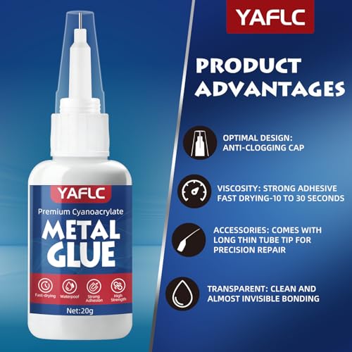 Metal Glue, Liquid Super Glue for Metal 40g | Thick CA Glues for Stainless Steel Aluminum DIY Crafts and Repairs,Fast Drying Permanent Professional Cyanoacrylate Adhesives - style: Metal Glue