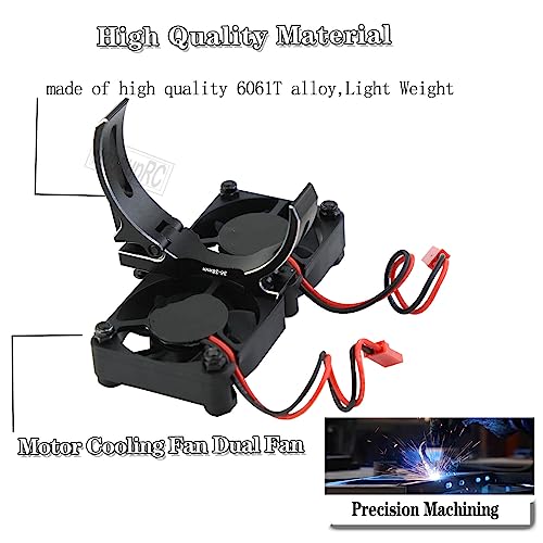 Upgrades for 1/10 Slash/Stampede/Bandit 2WD 4WD,Aluminum 3660 540 550 Motor Cooling Fan with 36-38mm Adjustable Mount & VXL-3s ESC Cooling Fan High Velocity Fan Heatsink Set,Black - color: Black/for Slash