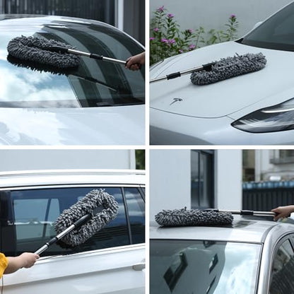 IPELY 3 Pack Large Microfiber Car Duster Exterior Scratch Free with Extendable, Car Duster Interior Multipurpose dust Cleaning - size: Interior and Exterior Duster (Kit)