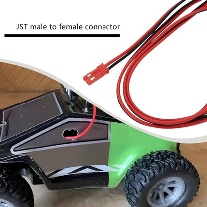 4Pcs JST Plug Connector Cable 2Pin Male to Female Extension Cable Compatible with RC Model Car Retrofitting Radio Control 22AWG 100cm