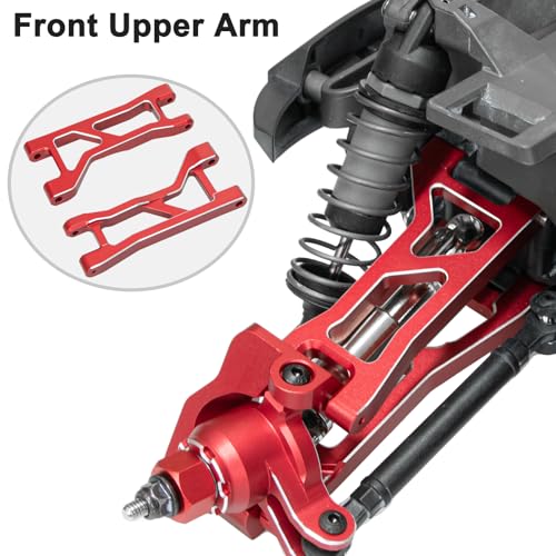 Aluminum 1/16 Suspension Arms Front Rear and Upper Lower Suspension Arms | for Traxxas 1/16 Mini XRT Monster Truck Upgrade, Red - color: Red