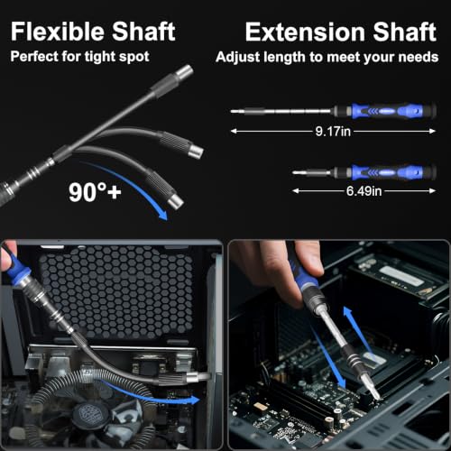 STREBITO 144-Piece Upgraded Electric Screwdriver | Max 0.7 N.m, 120 Magnetic Bits, 5-gear Torque Adjustment, Precision Screwdriver Set, Repair Tool Kit for Electronics and PC - color: Upgraded-blue