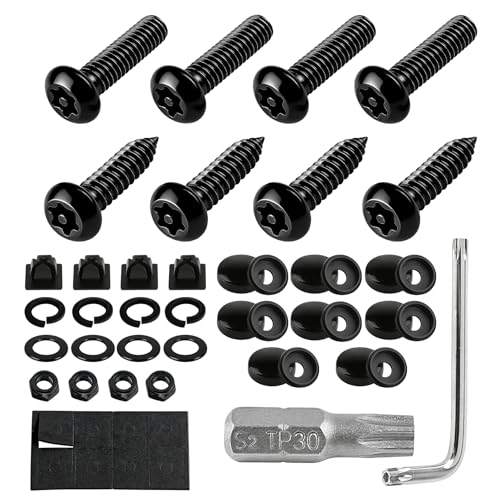 Anti Theft License Plate Screws, License Plate Bolts, Stainless Steel Security Plate Mounting Hardware Kit, Auto Accessories Anti Theft License Plates Screws for Fastening Car Tag Frame Holder