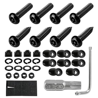 Anti Theft License Plate Screws, License Plate Bolts, Stainless Steel Security Plate Mounting Hardware Kit, Auto Accessories Anti Theft License Plates Screws for Fastening Car Tag Frame Holder
