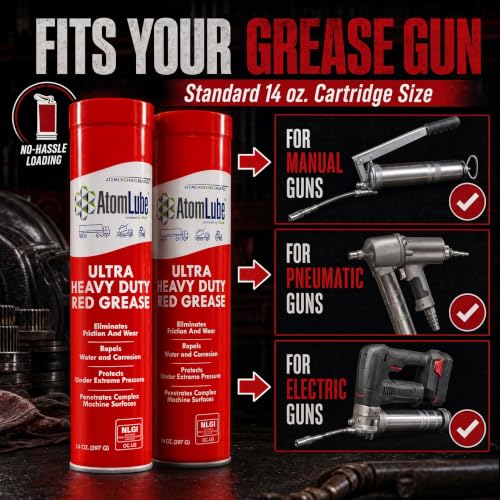 Ultra Heavy Duty Red Grease, 2-Pack of 14 oz Tubes | High Temp Waterproof NLGI# 2 Lithium Wheel Bearing Grease for Trucking, Automotive, Trailers, & Agricultral Equipment - size: 2-Pack