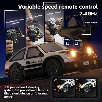 1/64 Scale Drift RC Car, 2.4Ghz Mini Sports Car, 4WD RC Truck Model Toys, Full Proportional, with Replaceable Tires, Gift for Adults and Kid - color: Gray