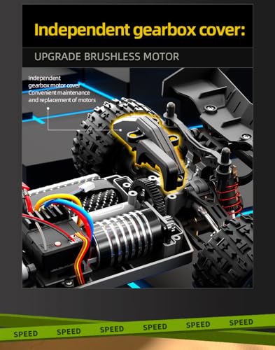 SCY 1:18 Brushless RC Car 4WD – 60km/h High-Speed All-Terrain Off-Road Monster Truck with LED Lights, Metal Gears, Rechargeable Battery, Full-Scale Remote Control for Adults (Green)