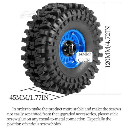1.9" Beadlock rc Wheels and Tires for 1/10 RC Crawler TRX4 TRX6 SCX10 90046 AXI03007 VS4-10 Gen8 MST CFX D90,Aluminium 1.9 Beadlock Wheel 1.9 RC Tire,4pcs,Navy Blue - color: Navy Blue(4pcs)