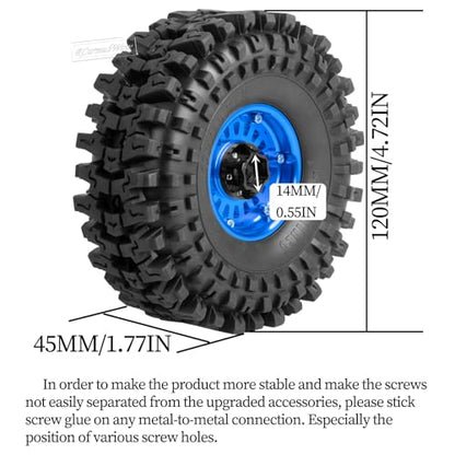 1.9" Beadlock rc Wheels and Tires for 1/10 RC Crawler TRX4 TRX6 SCX10 90046 AXI03007 VS4-10 Gen8 MST CFX D90,Aluminium 1.9 Beadlock Wheel 1.9 RC Tire,4pcs,Navy Blue - color: Navy Blue(4pcs)