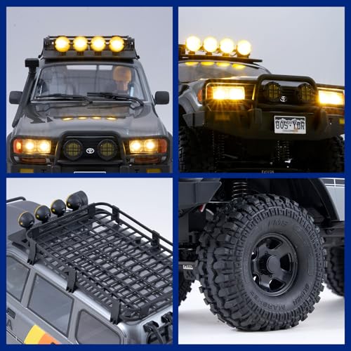 FMS 1/10 LC80 RC Crawler, FCX10 Toyota RC Rock Crawler with Lighting, Hobby Grade Offroad RC Car for Adults, RS Need to Complete (Grey) - color: Grey