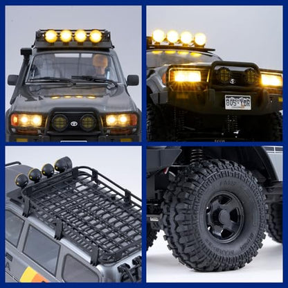 FMS 1/10 LC80 RC Crawler, FCX10 Toyota RC Rock Crawler with Lighting, Hobby Grade Offroad RC Car for Adults, RS Need to Complete (Grey) - color: Grey