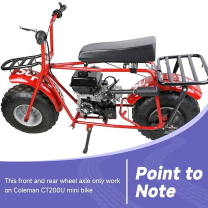 CT200U 196cc 14mm 325mm Mini Bike Rear Axle Kit + 225mm Front Axle | 14mm Rear and Front Axle Kit Compatible with Coleman CT200U Minibike 196CC 200CC 6.5HP Engine Parts 15mm Chain Adjuster - color: black