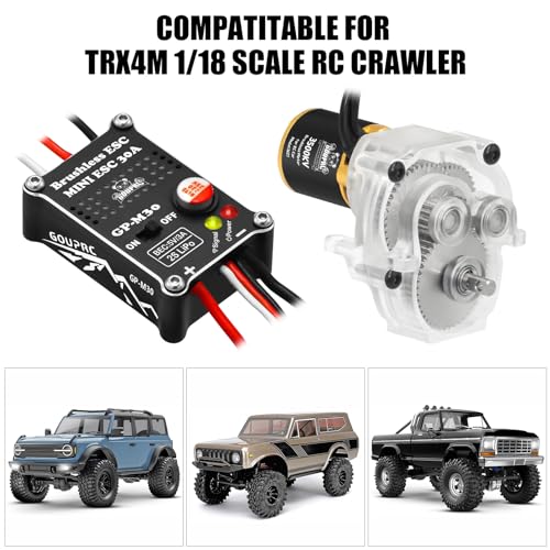 GOUPRC Upgrade 30A Brushless ESC & 1621 3500KV Outrunner Brushless Motor with Transmission Combo Kit for TRX4M 1/18 RC Car Crawler Buggy Truck - style: For TRX4M 1/18 Only