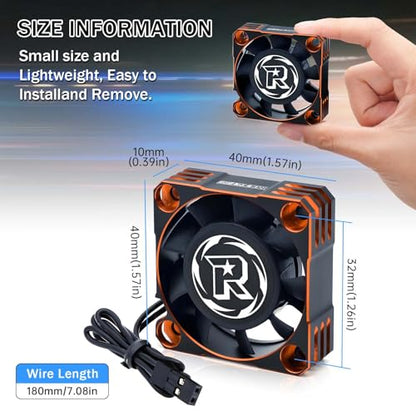Surpass Hobby 40mm RC Motor Cooling Fan 16000RPM RC Car Fan for ESC and Motor Fit for 1/10 1/8 RC Car Truck(Orange Black) - style: Orange Black