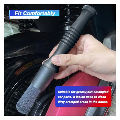 Car Parts Washer Brush, Bullet Head Parts Cleaning Brush for Cleaning Car Interior Exterior, Engine Parts, Wheel Bearing, Boats, Household Grime (Black) - color: Black