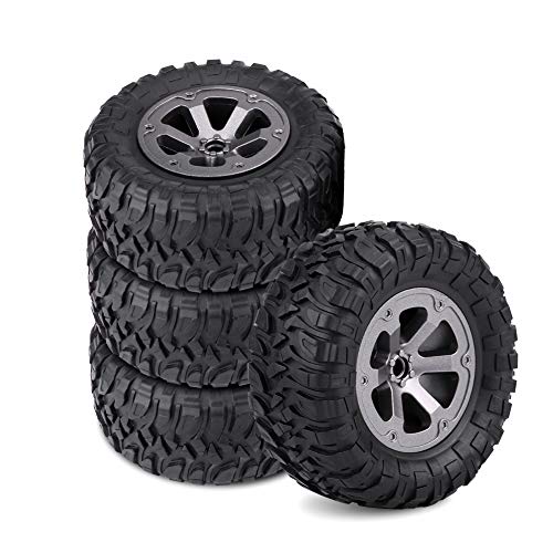 4pcs RC Crawler Tires, Rubber Plastic Wheel for 1/16 RC Car 1.0 C24 Upgrades