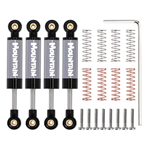 INJORA RC Shock Absorber Damper Metal 40mm Internal Spring Air Shocks for 1/24 RC Crawler Car Upgrade Axial SCX24 Deadbolt AXI90081 AXI00002 AXI00001（Grey） - color: Grey