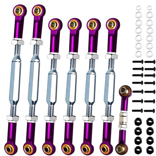 2026 New Upgrade 74-112 mm Stainless Steel Turnbuckles,XZSNLYZ Camber Links with Spacers Fit for 1/10 Traxxas Slash 2WD,Rustler 2WD,Stampede/VXL,Upgrade Your RC Car Hops Up Parts for Racing,Purple - color: Stainless Steel & Purple