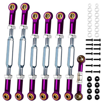 2026 New Upgrade 74-112 mm Stainless Steel Turnbuckles,XZSNLYZ Camber Links with Spacers Fit for 1/10 Traxxas Slash 2WD,Rustler 2WD,Stampede/VXL,Upgrade Your RC Car Hops Up Parts for Racing,Purple - color: Stainless Steel & Purple