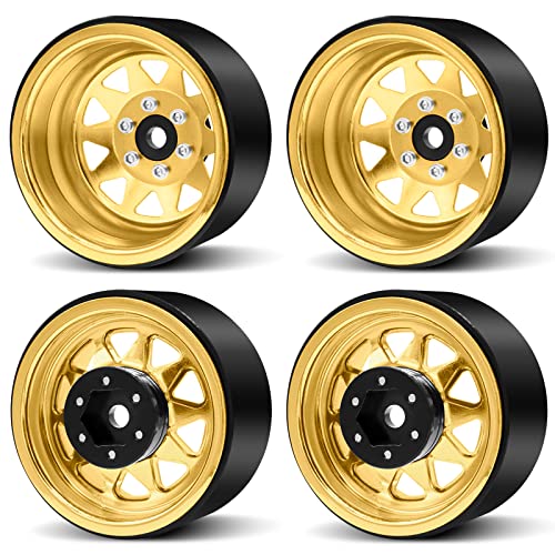 OGRC 1.9" Beadlock Wheels for SCX10 TRX4 VS4-10 Gen8 MST CFX 1/10 Crawler | Offset -8.9mm, Aluminum, 12mm Hex, for for TRX4 SCX10 Redcat GEN7 GEN8 RC4WD D90 Crawler, Yellow - color: Yellow