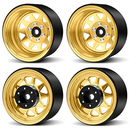 OGRC 1.9" Beadlock Wheels for SCX10 TRX4 VS4-10 Gen8 MST CFX 1/10 Crawler | Offset -8.9mm, Aluminum, 12mm Hex, for for TRX4 SCX10 Redcat GEN7 GEN8 RC4WD D90 Crawler, Yellow - color: Yellow