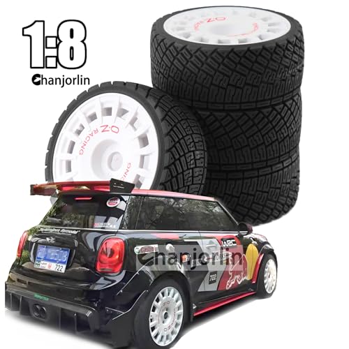 1/8 RC On Road Tires And Plastic Street Wheels 17mm Hex OD 3.94'' 1/7 Rally Racing Tyres For 1:8 1:7 Touring Street Drift Car Tamiya HPI WR8 HSP ARRMA Redcat Losi Kyosho GT2 VRX W10 (White) - color: White