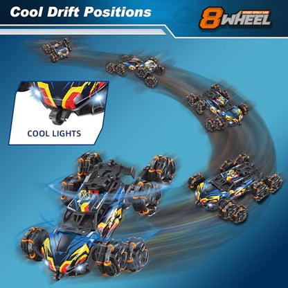 Cool 8 Wheels Hand Controlled rc Stunt Car Toys, Gesture Sensing Remote Control Cars for Boys Age 6 7 8-12 13 14 Year Old, Birthday Gifts Ideas for Kids - color: Black, Blue