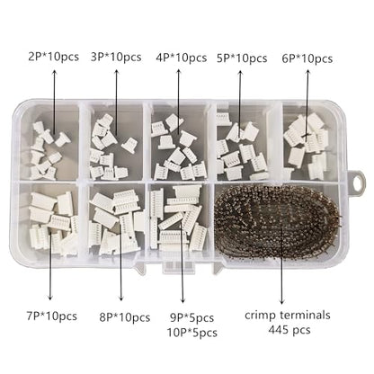 525Pcs JST SH 1.0mm Connectors Kit with Crimp Terminal Compatible 1.0mm Pitch 2/3/4/5/6/7/8/9/10 Pin Housing JST Adapter for FPV Drone Flight Controller