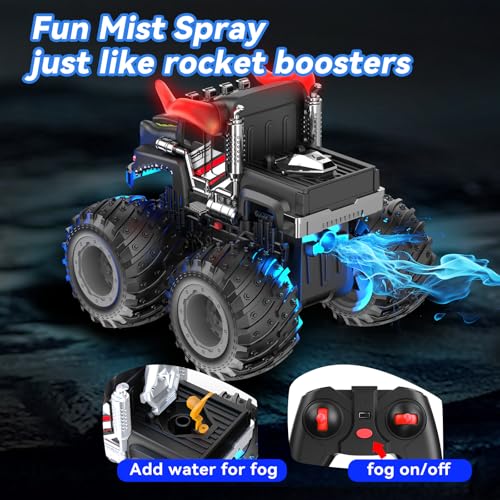 AUUGUU Remote Control Car, 2.4GHz Monster Trucks Toys with Light Spray, Birthday Gift for Kids 3 4 5 6 7 8, All Terrain RC Cars, Toddler Toys for Boys Girls 3+ Year Old (Bull) - style: Bull