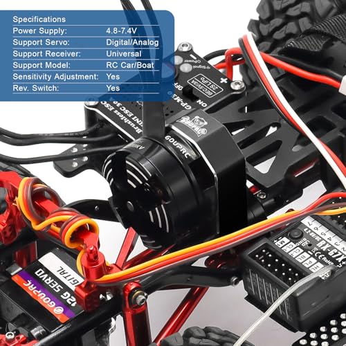 GOUPRC Upgarde 30A Brushless Esc & 2204 2400KV Brushless Outrunner Motor with Transmission for SCX24 RC Crawler Axial 1/24 RC Car Truck Black - color: Black