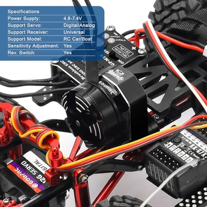 GOUPRC Upgarde 30A Brushless Esc & 2204 2400KV Brushless Outrunner Motor with Transmission for SCX24 RC Crawler Axial 1/24 RC Car Truck Black - color: Black