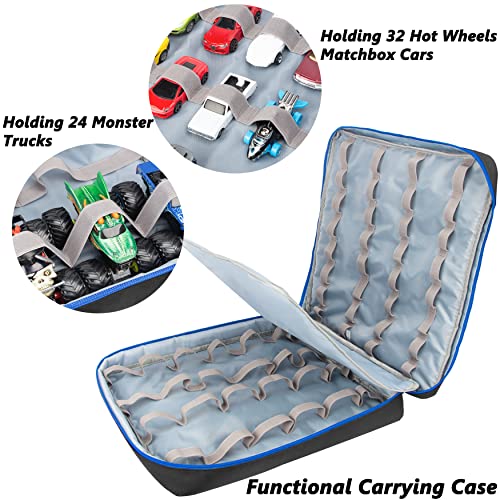56 Toy Car Storage Case for 1:64 Die-Cast Cars & Trucks (Black) | Fits 1:64 diecast cars. Cars not included. Portable case for collectors and kids. Holds 56.