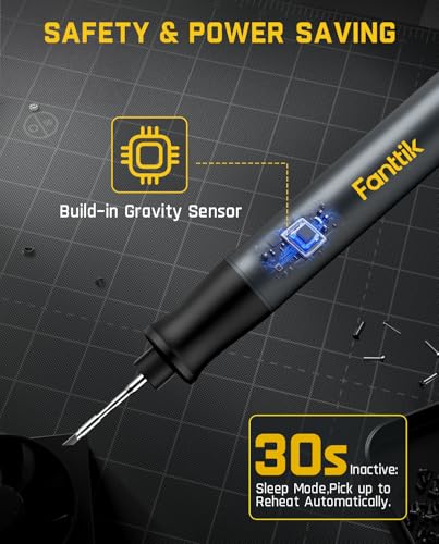 Fanttik T1 Max Soldering Iron Kit, Cordless Soldering Iron | 7s Fast Heating(390°F-840℉), Auto Sleep, 4 Pcs Soldering Tips(C210), 360° Swivel Stand, Soldering Iron for Precision Repair