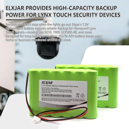 (2-Pack) 7.2V 3300mAh Ni-MH Battery for Honeywell 300-03866 | Fits Lynx 5100, 5200, 5210, 5300, Touch 7000, LYNXRCHKIT-SHA, LCP500-4B and OSA214 compatible alarm panels.