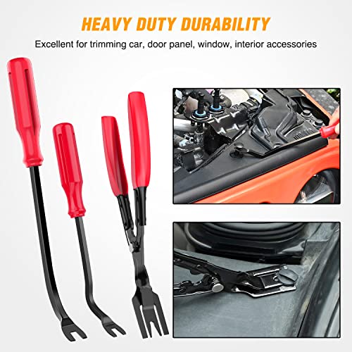 GOOACC 238Pcs Trim Removal Tool, Auto Push Pin Bumper Retainer Clip Set Fastener Terminal Remover Tool Adhesive Cable Clips Pry Kit Car Panel Radio Removal Auto Clip Pliers - color: 120Pcs Clips + 118 Remover Red