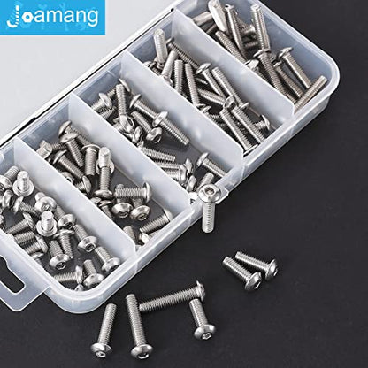 M4 x 8mm 10mm 12mm 16mm 20mm Button Head Socket Cap Screws Bolts, Stainless Steel 304, Metric Allen Hex Drive, Bright Finish, Fully Threaded, Assortment Kit 100PCS - size: Button M4x8-20 mm