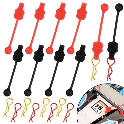1.0mm RC Cars Body Clips with Pull Tabs for Universal 1/14 1/16 1/18 SCX24 Remote Control Car Compatible with Redcat HPI Himoto HSP Exceed Truck Buggy(8 Pieces, Black & Red) - color: Black & Red, size: 1.0mm