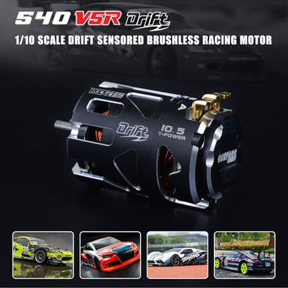 Surpass Hobby 8.5T Brushless Motor, 540 V5R Drift RC Car Motor with 3.175mm Shaft for 1/10 RC Racing Car (Sensored 8.5T) - style: Drift 8.5T