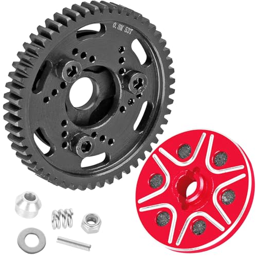 RC 53T Spur Gears 0.8Mod Upgrades Part for 1/10 Slash 2WD (VXL)/Stampede 2WD (VXL)/Rustler 2WD (VXL)/Bandit 2WD (VXL),BRCatWPark Steel Metal Extra-Heavy Slip limiting Clutch,Red - color: Red - (53t)