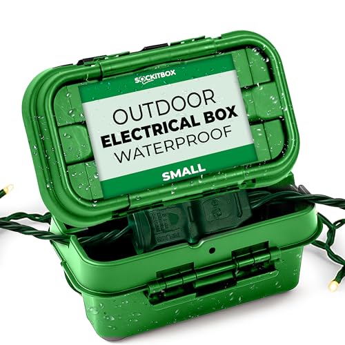 SOCKiTBOX – The Original Weatherproof Connection Box – Indoor & Outdoor Electrical Power Cord Enclosure for Timers, Extension Cables, Holiday Lights, Power Tools, Fountains & More – Size Small – Green - color: Green, size: Small