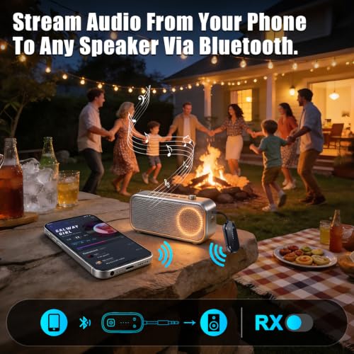 2026 Upgrade Pro Bluetooth 6.0 Transmitter Receiver – 2-in-1 Adapter | For TV, plane, gym, car & home. Dual Link for 2 headphones. Low latency, stable. Works with all AirPods & wireless headphones - color: Black