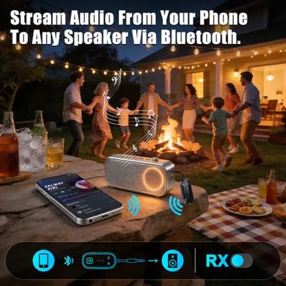 2026 Upgrade Pro Bluetooth 6.0 Transmitter Receiver – 2-in-1 Adapter | For TV, plane, gym, car & home. Dual Link for 2 headphones. Low latency, stable. Works with all AirPods & wireless headphones - color: Black