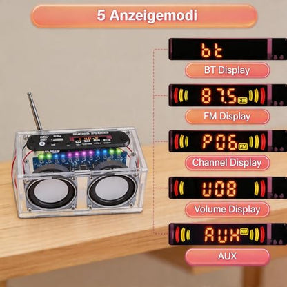 DIY Stereo Speaker Soldering Practice kit- BT,USB Player &FM Receiver- Complete Soldering Project kit with Components, PCB & Enclosure, Perfect for Electronics Enthusiasts & Beginners