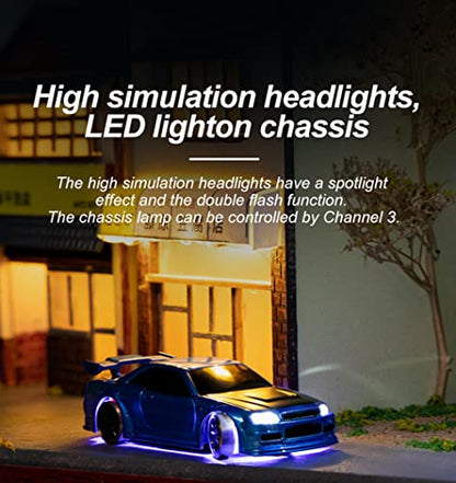 1:76 Turbo Racing Scale RC Sport Car, Table Racing Remote Control Mini Model Car Full Proportional RTR Kit Toys (C64 Blue) - color: C64 Blue