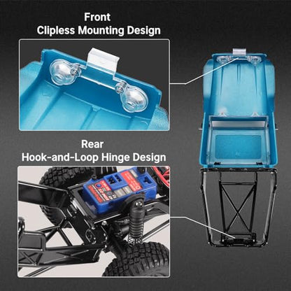 INJROA IR40 Truck Body with Tube Cage for 1/18 TRX4M Defender Bronco (Blue) - color: Blue