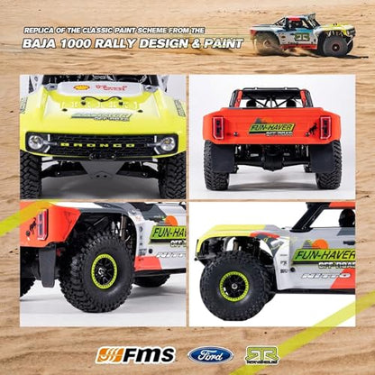 FMS 1/7 Ford Bronco RTR EB Fast RC Truck – Licensed by Ford & RTR Vehicles, 80km/h Short Course Truck, 4WD Brushless RC Car, CNC Metal Parts, Off-Road Rock Crawler 4x4 for Adults (2024 paint scheme) - style: Racing Livery B