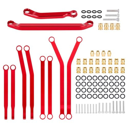 Aluminum High Clearance Chassis Links Suspension Steering Links Set for 1/30 Axial SCX30 RC Crawler Car Upgrade Parts (Red Kit) - color: Red Kit