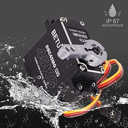 45Kg Coreless Servo Motor HV 8.4V, High Torque RC Digital Servo | Full Waterproof Servo, Stainless Steel Gear Servo with 25T Servo Horn(180°)